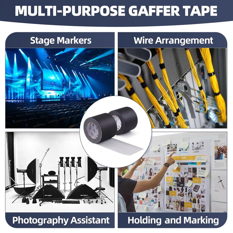 Bligo 2 Pack Professional Black Gaffer Tape 3 Inch x 30 Yards, No Residue, Waterproof, Non-Reflective, Easy Tear, Multipurpose Matte Finish Cloth Tape for Stage, Studio and DIY Projects - Image 5